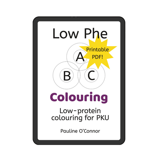Book cover of 'Low Phe ABC Colouring' by Pauline O'Connor on a white background